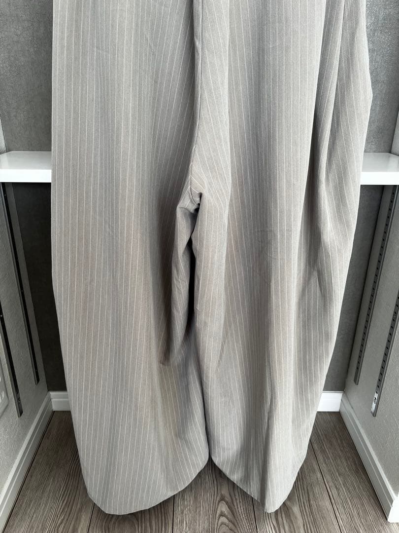 ANDRESD ピンストライプビスチェワイドパンツドレス　ベージュ　セットアップ