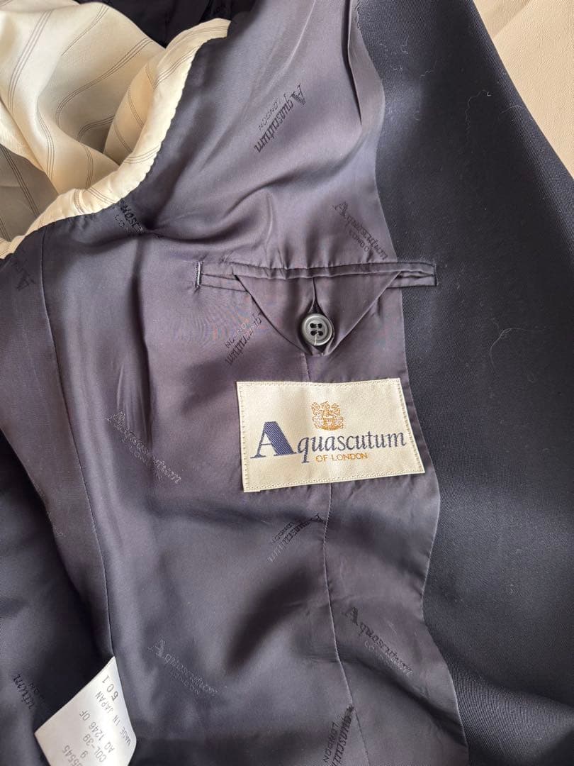 Aquascutum ９号ネイビー ダブルブレスト ブレザー上下