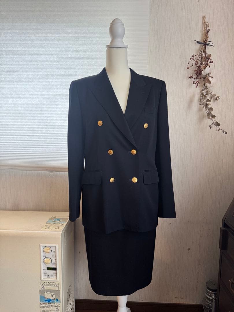 Aquascutum ９号ネイビー ダブルブレスト ブレザー上下