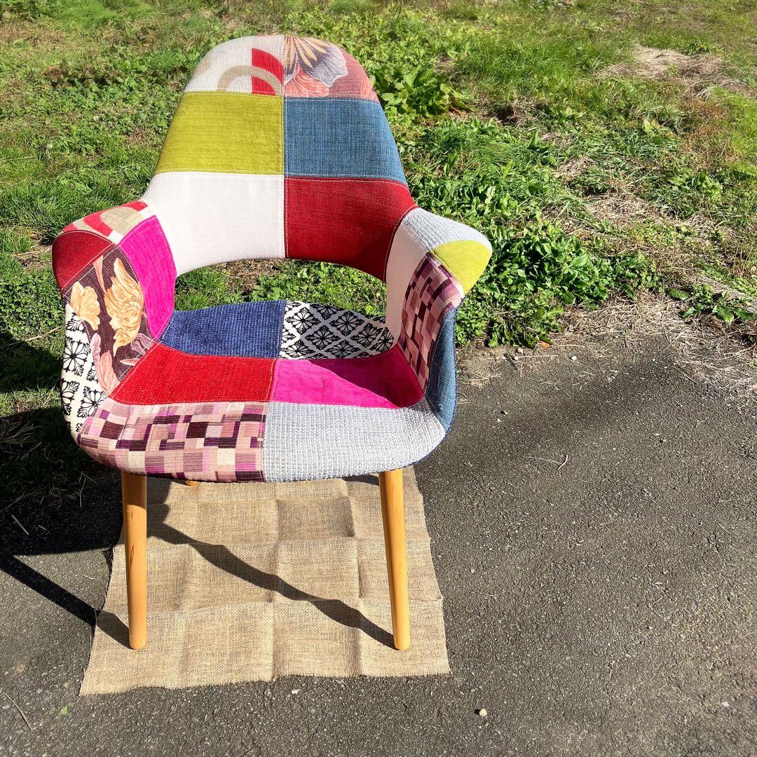 イームズ　サーリネン　オーガニックチェア　パッチワーク　椅子　ダイニングチェア