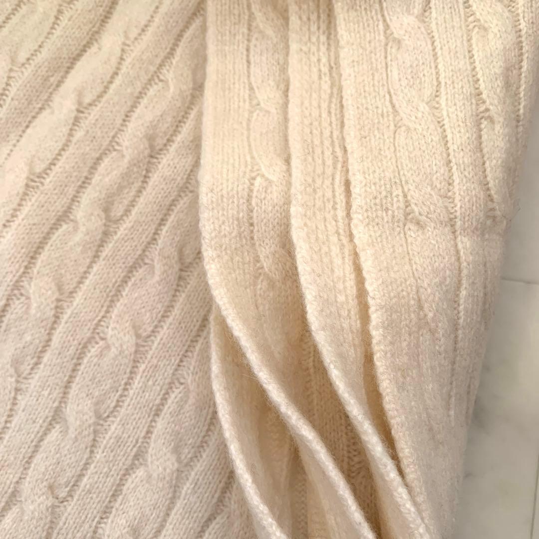 新品　ポロ　ラルフローレン　カシミヤ　ウール　ケーブルマフラー　白