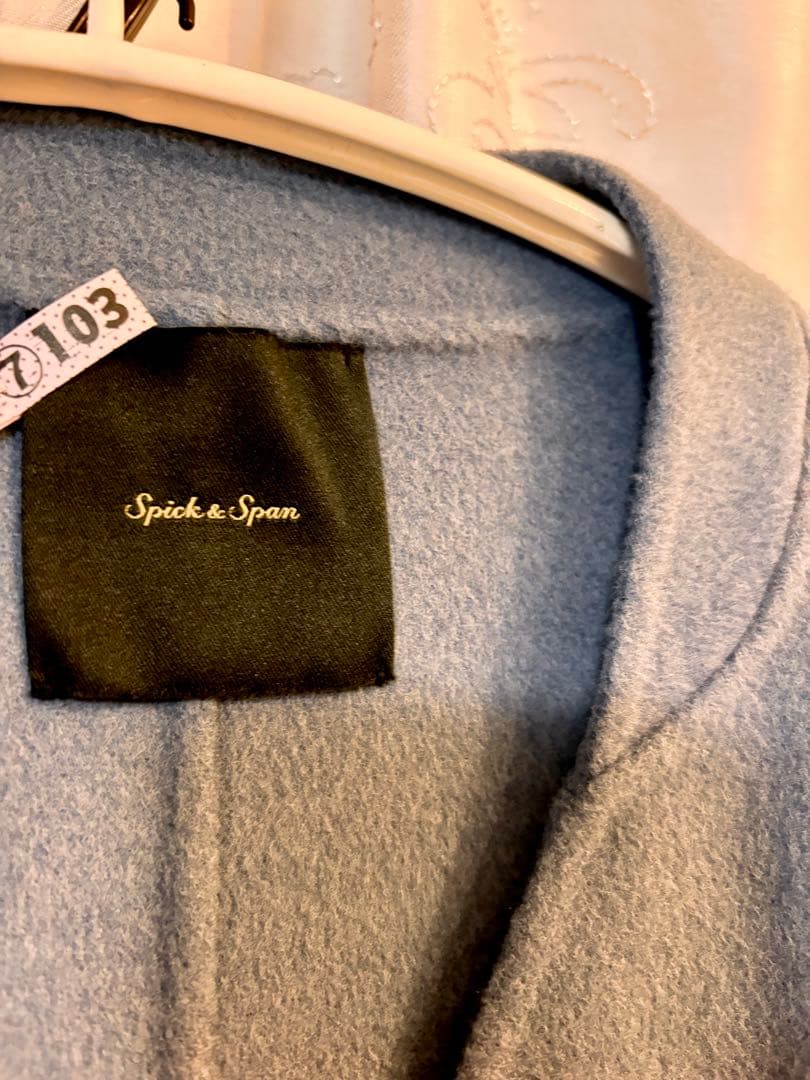 スピックアンドスパン　 ウールvネックカラーリバーコート　34