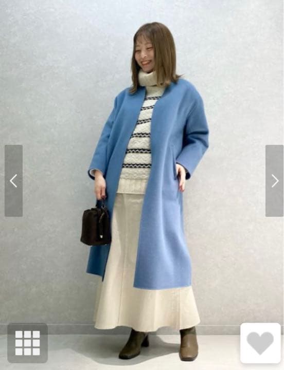 スピックアンドスパン　 ウールvネックカラーリバーコート　34