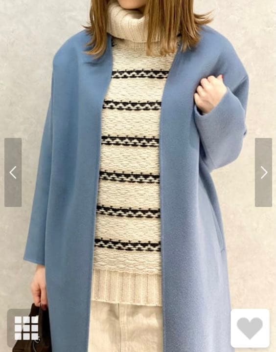 スピックアンドスパン　 ウールvネックカラーリバーコート　34