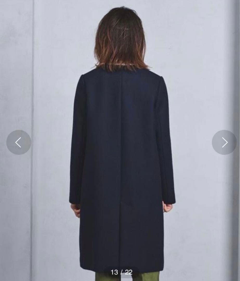 ユナイテッドアローズ　Vネック　ノーカラーコート ブラック　36