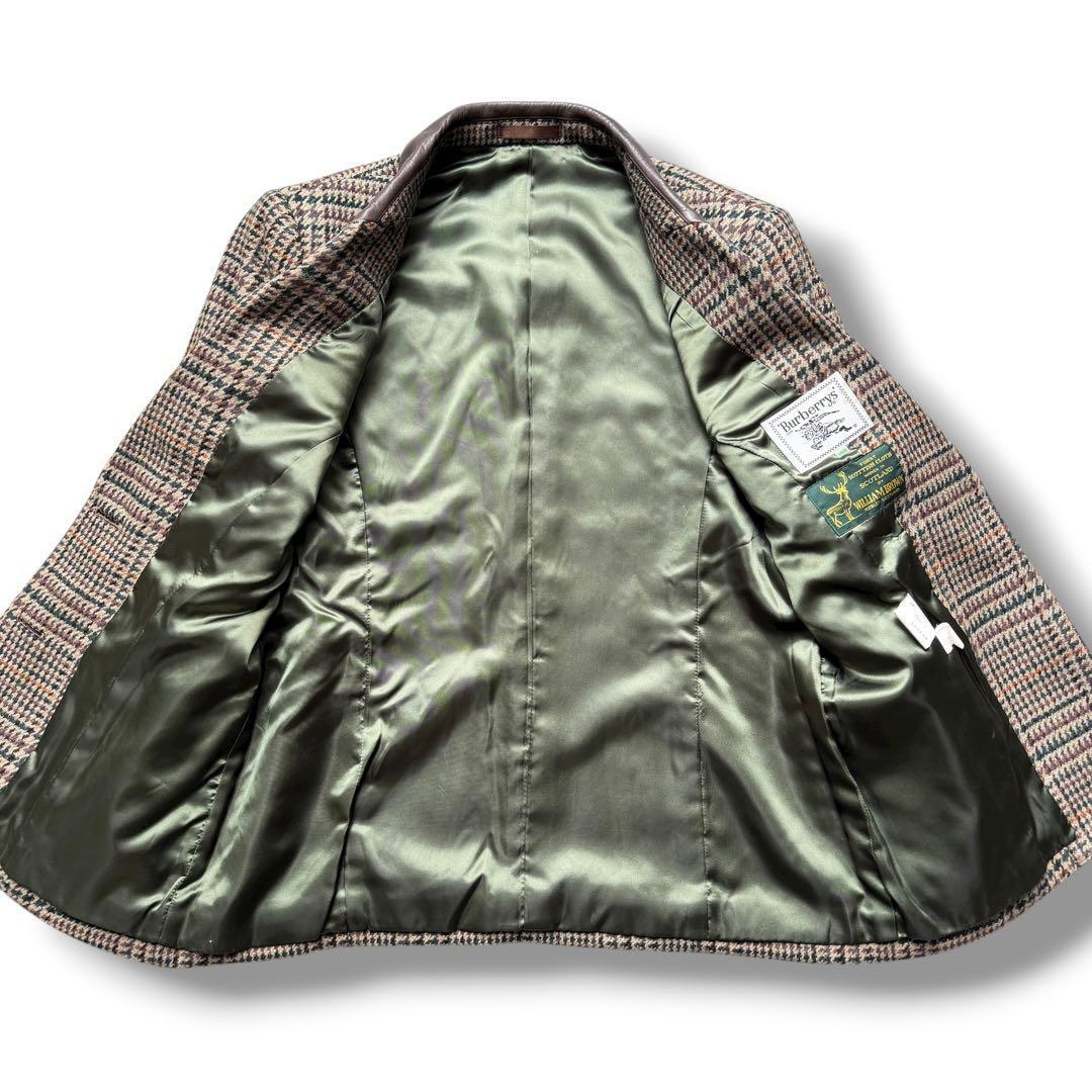Burberrys ウール 千鳥格子 テーラードジャケット ベージュ レザー M