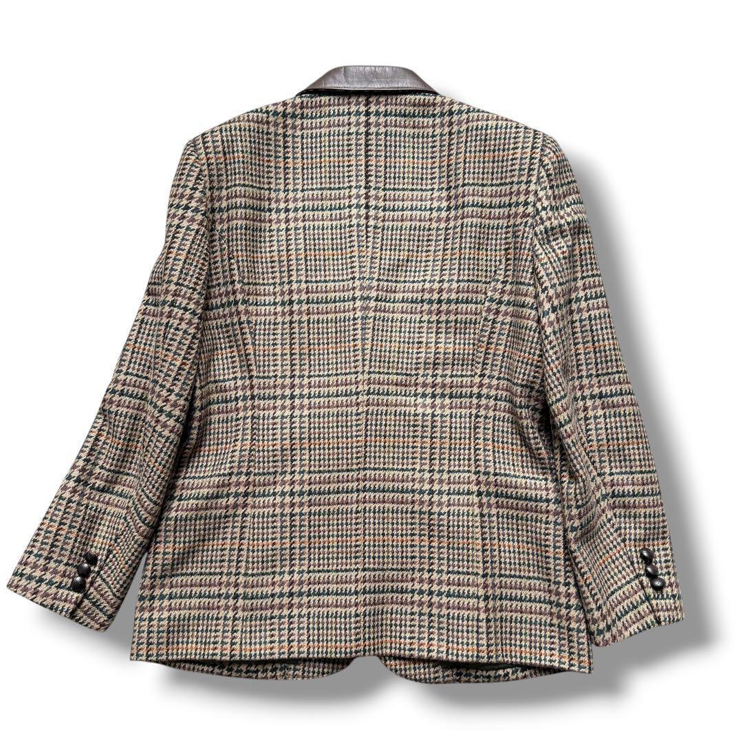 Burberrys ウール 千鳥格子 テーラードジャケット ベージュ レザー M