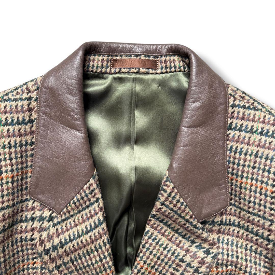 Burberrys ウール 千鳥格子 テーラードジャケット ベージュ レザー M