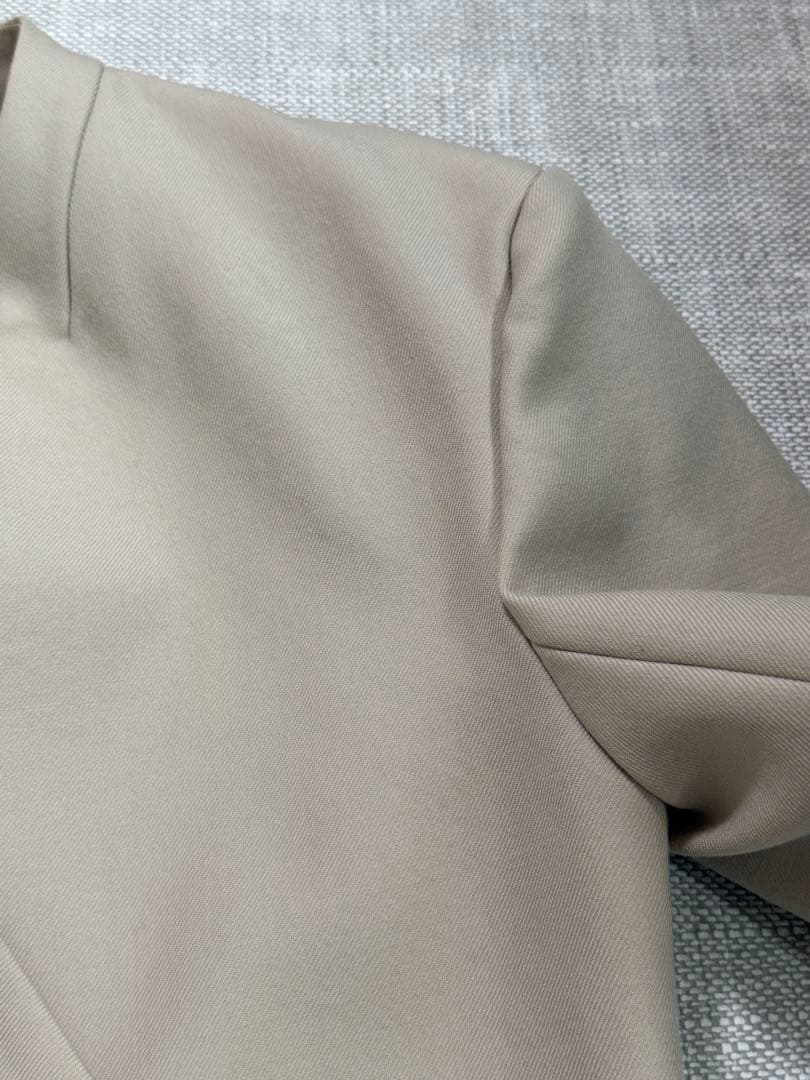 IIROTノーカラーミドルスリーブウールジャケット/アイボリー