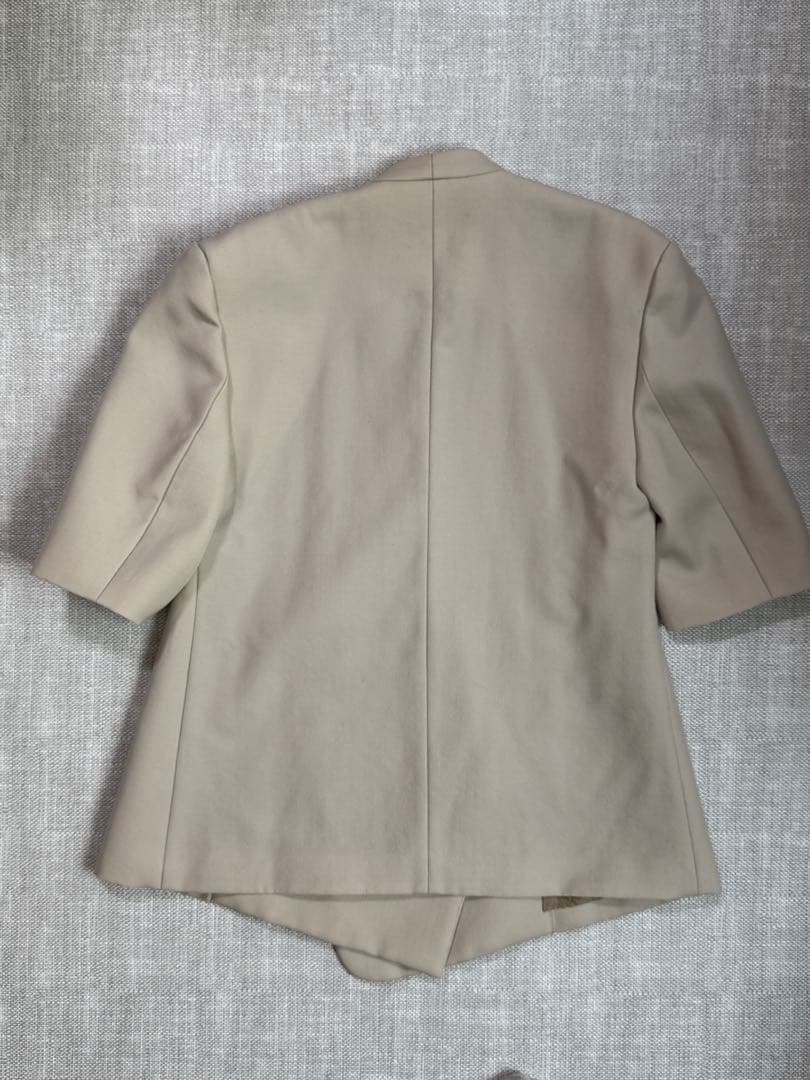 IIROTノーカラーミドルスリーブウールジャケット/アイボリー