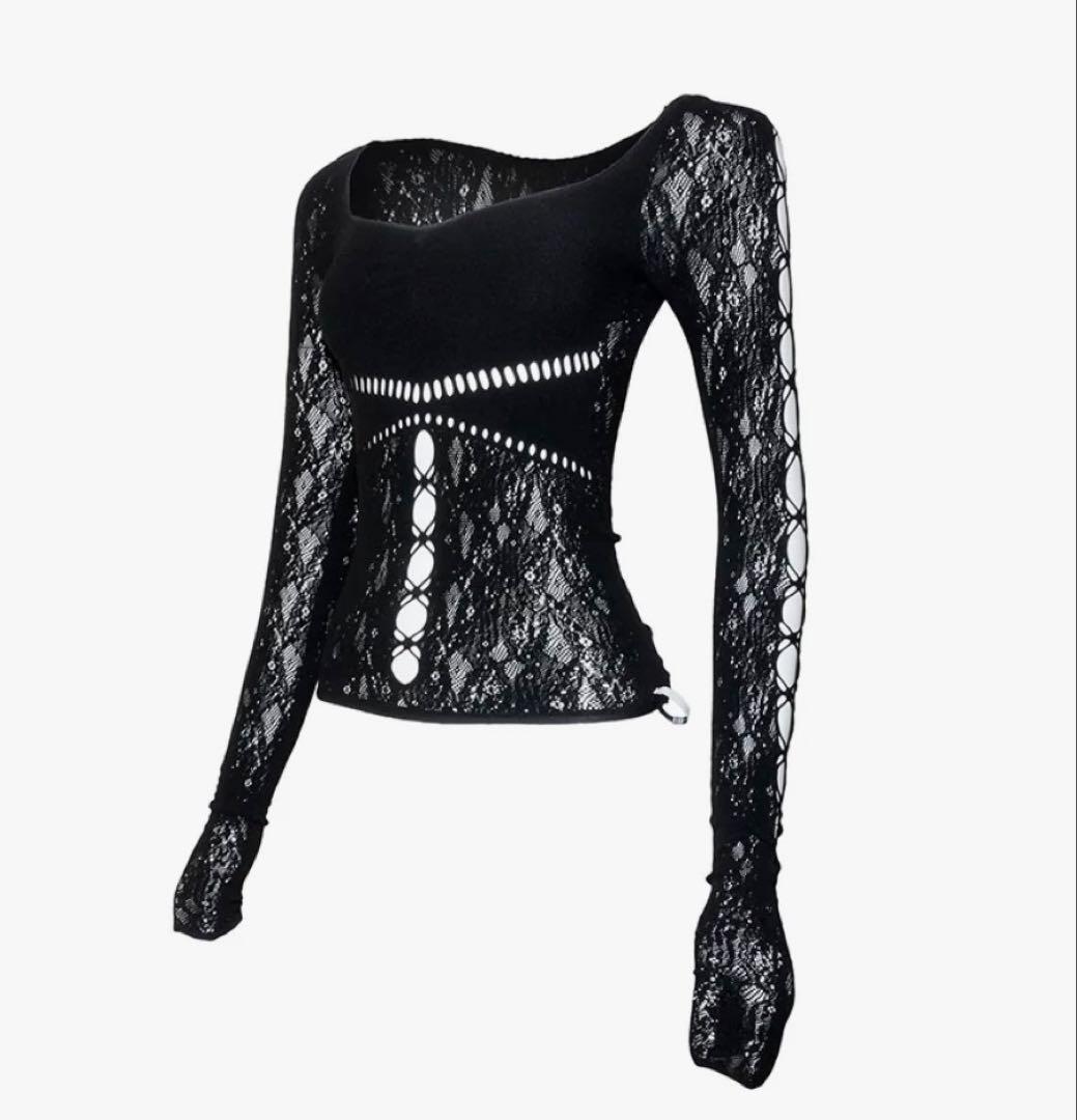 トップス THEREDTHREAD S ruched sculpt body lace