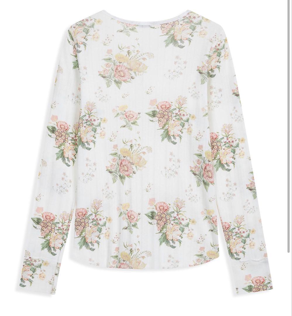 トップス OPEN YY FLORAL HOOK HENLEY LONG SLEEVE