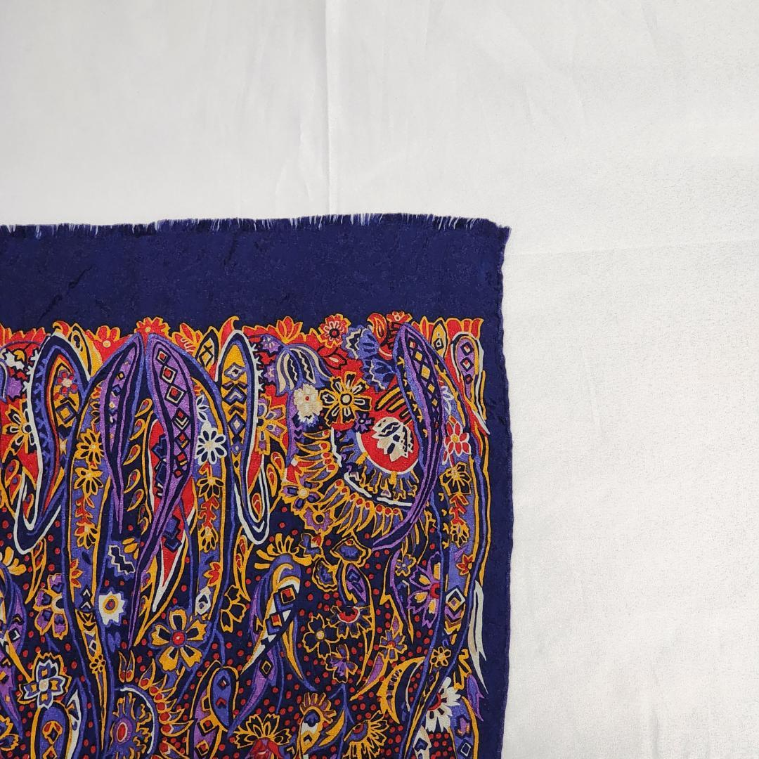 ★Dior★ ディオール ストール ペイズリー柄 シルク ネイビー