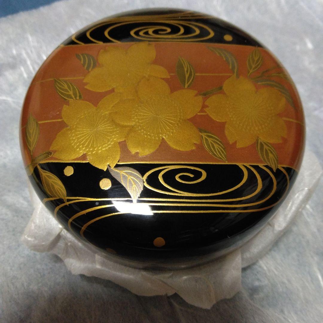 金彩花筏蒔絵 平棗 山中塗 倉山直彦作 共箱 茶道具