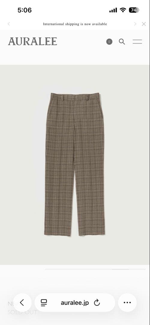 AURALEE SILK LINEN NEP CHECK SLACKS サイズ3