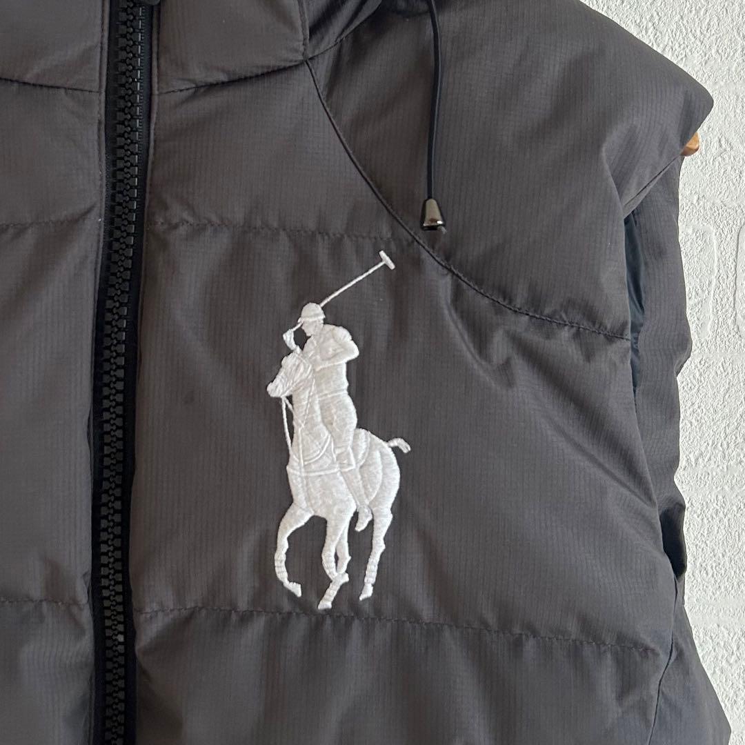 POLO RALPHLAUREN ダウンベスト　ビックポニー刺繍　グレー