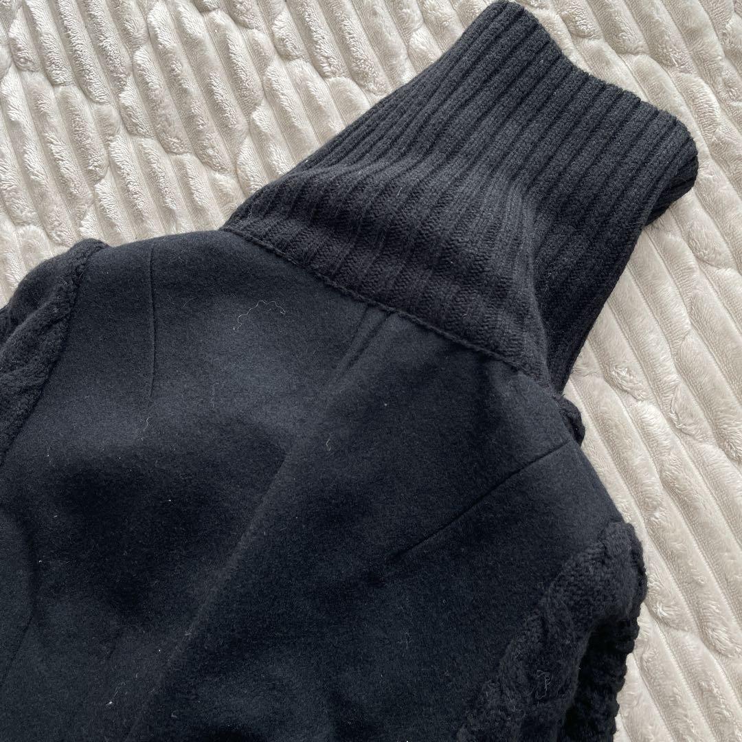 sacai ぺプラム ウールメルトン ニットドッキング ライダースジャケット