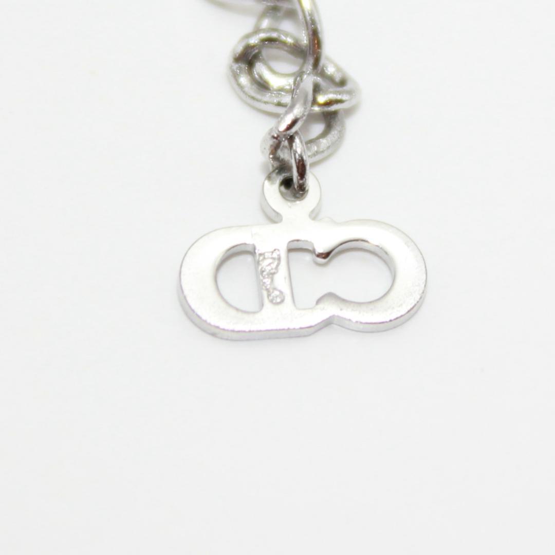 美品 Dior クリスチャンディオール ロゴ パール シルバー ネックレス