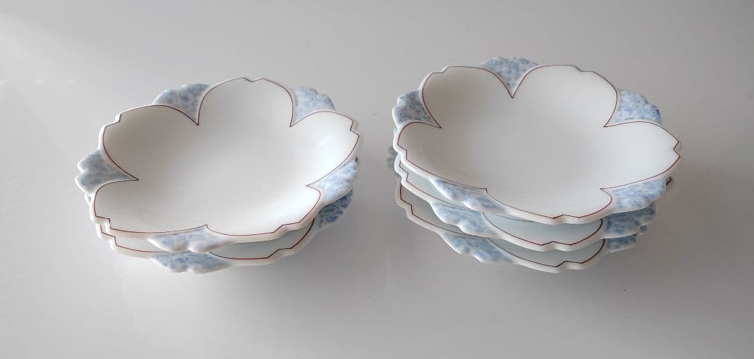 桜紋　銘々皿　五枚　畑萬陶苑　手描き　有田焼　未使用