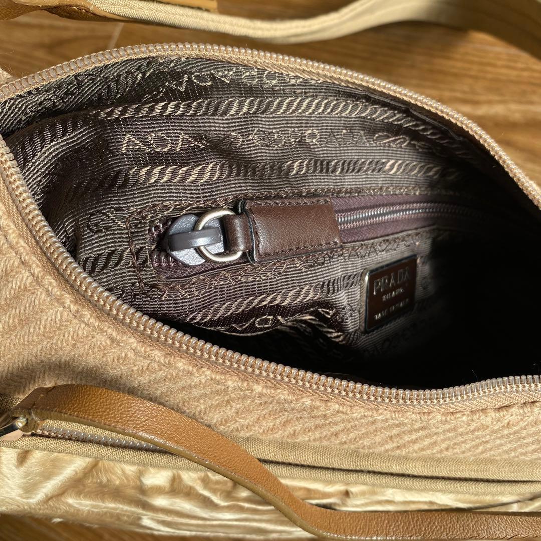 バッグ PRADA 1999FW wool leather shoulder bag