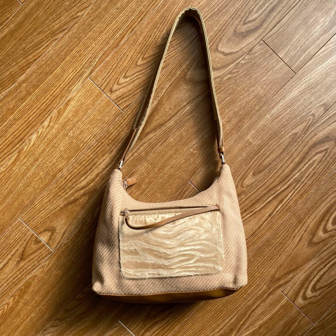 バッグ PRADA 1999FW wool leather shoulder bag
