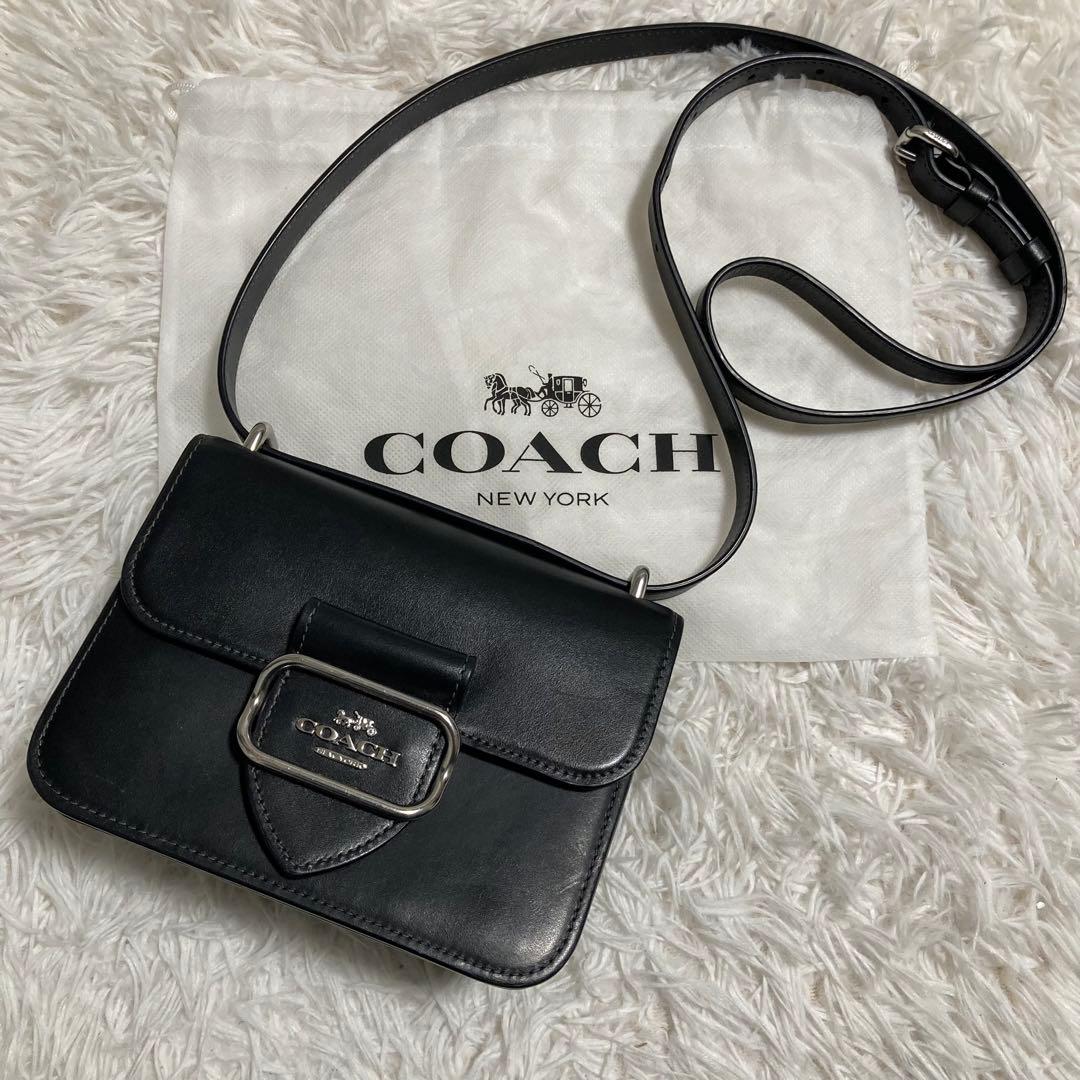 美品　現行 コーチ ショルダーバック　モーガン スクエア　黒　レザー　保存袋付