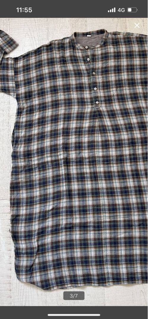 本日まで！45R ダブルガーゼ チェックワンピース激可愛い！