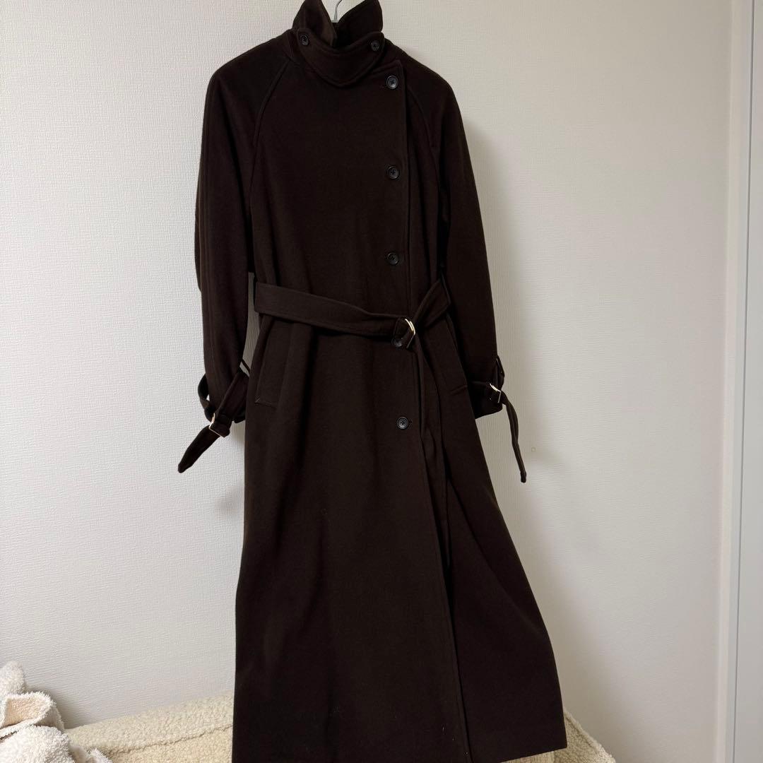 anuans ウールトレンチコート ブラウン