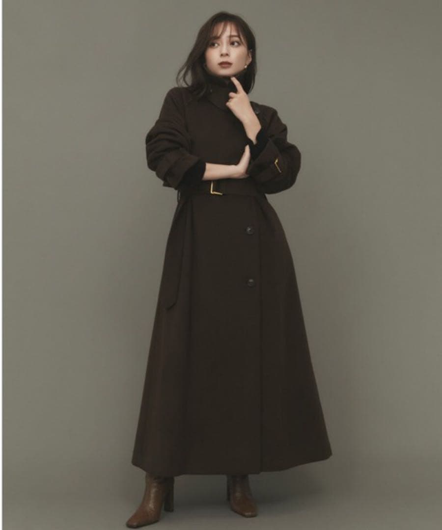 anuans ウールトレンチコート ブラウン