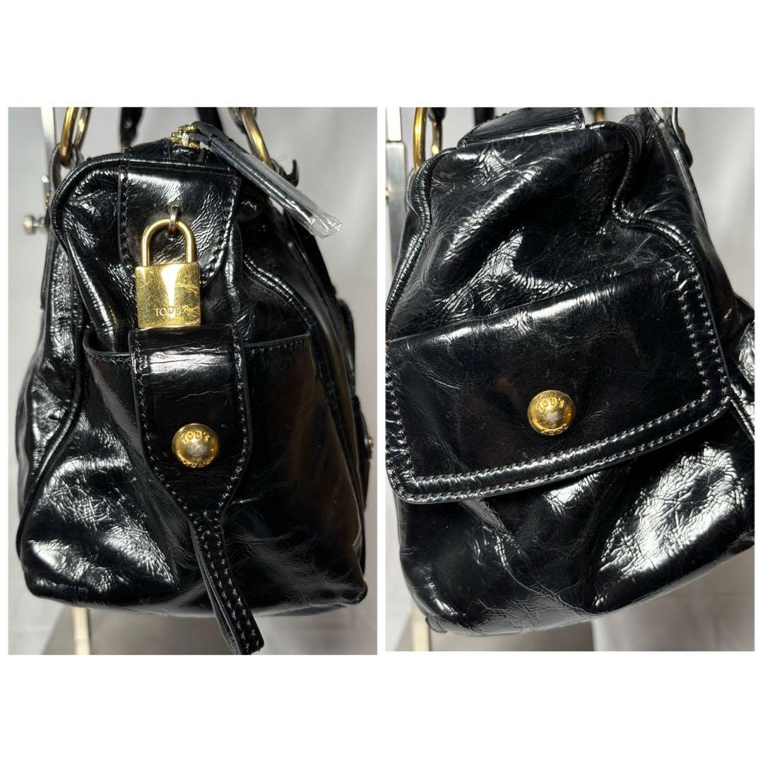 トッズ ショルダーバッグ トートバッグ 肩掛け ゴールド金具 レザー ブラック
