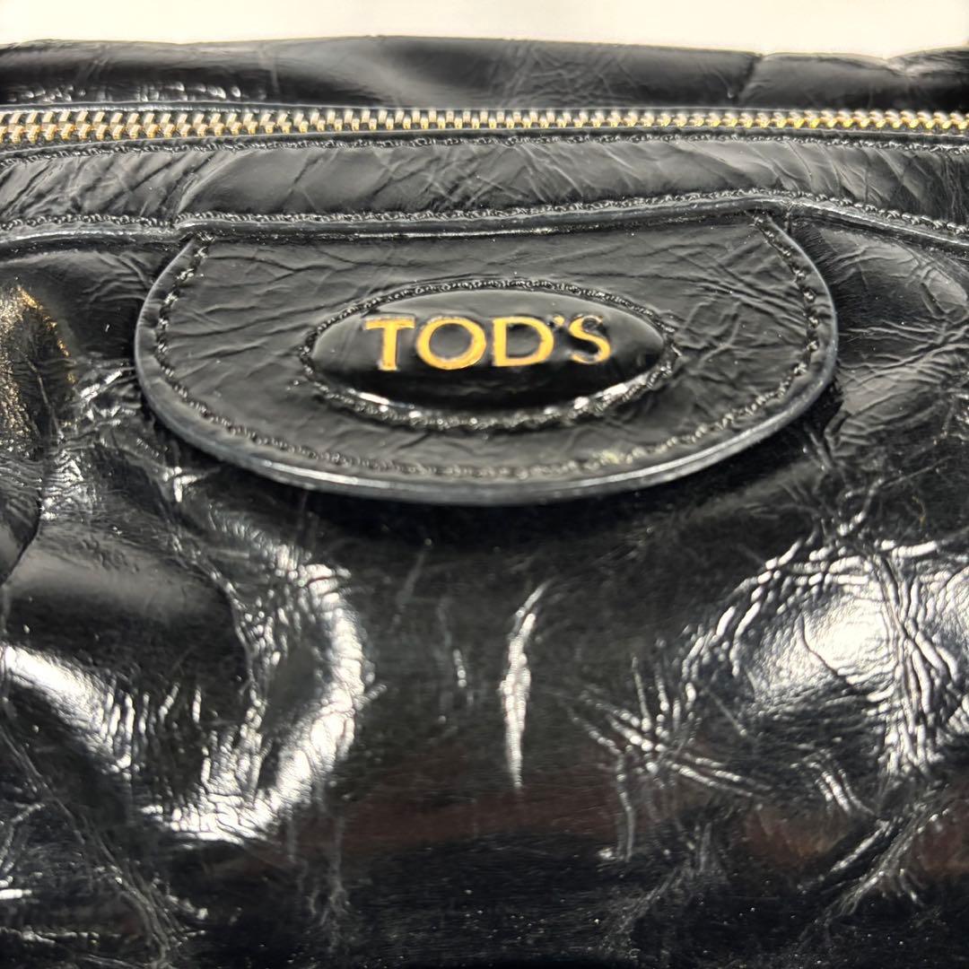 トッズ ショルダーバッグ トートバッグ 肩掛け ゴールド金具 レザー ブラック