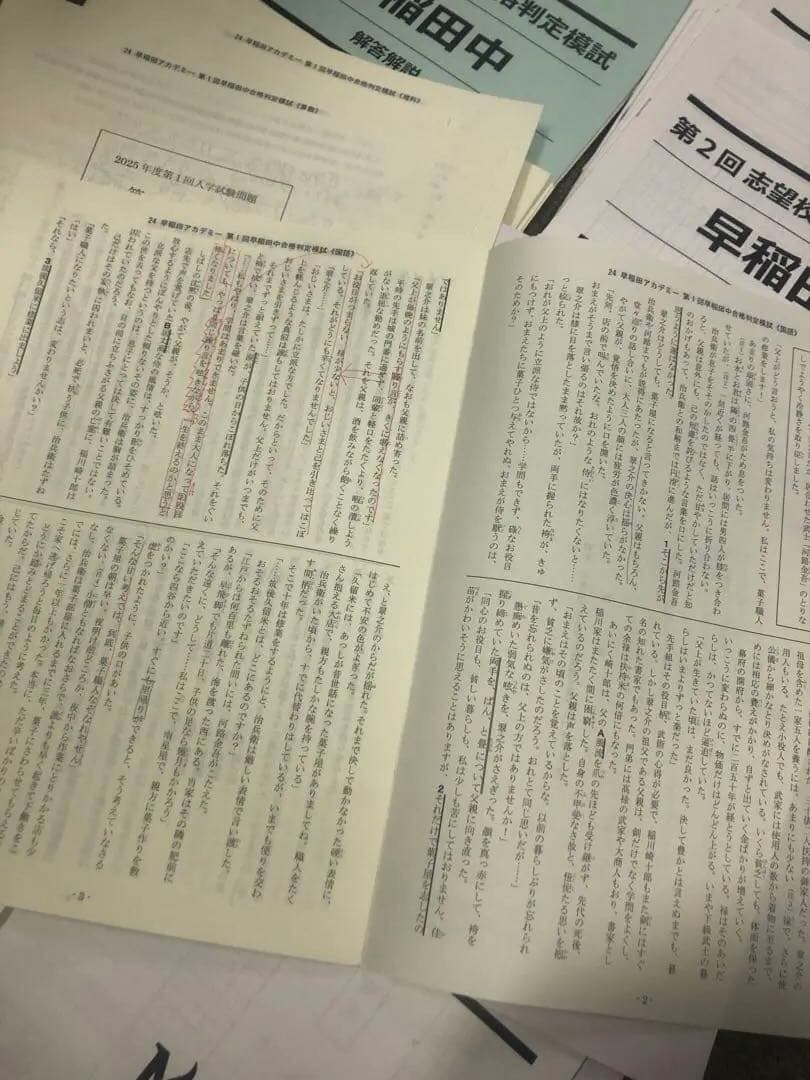 早稲田アカデミー　早稲田中　模試計8回　オープン/合格/サピックス　2024年