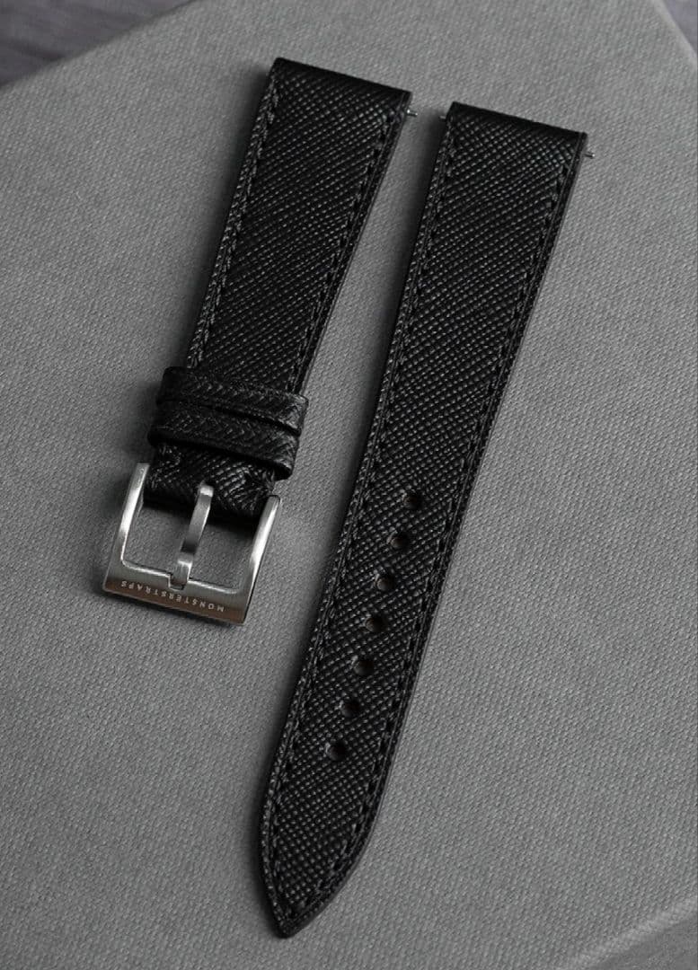 monstraps オーダーメイド サフィアーノ レザー 時計ベルト 黒