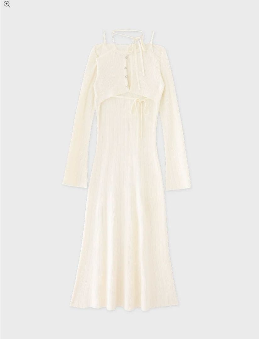 ワンピース M me eme Layered ribbon knit onepiece