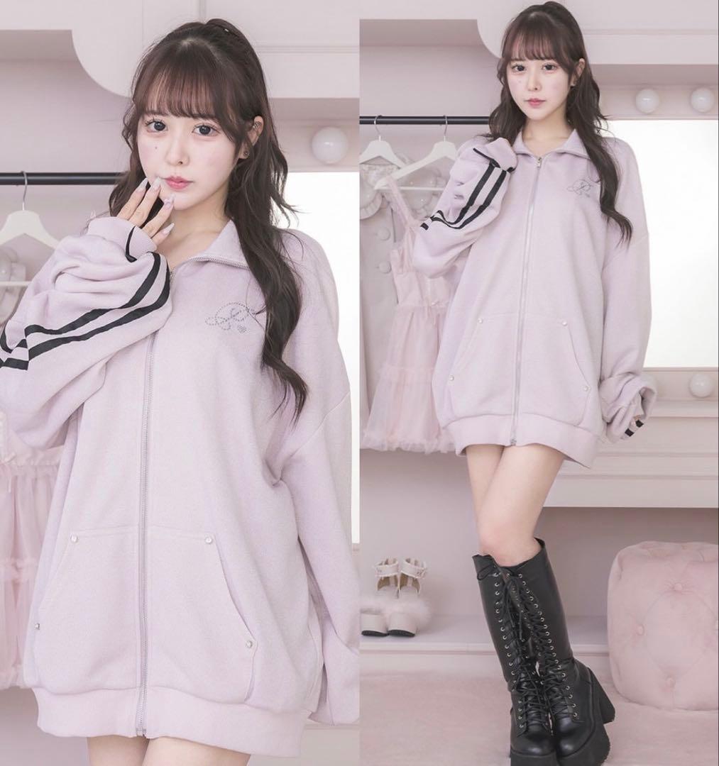 pium ダブルラインビジュープリントジップスウェット