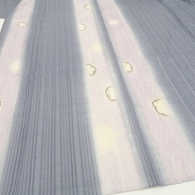 けだろう 新品 夏単衣 やまと誂製 櫛引き織 雪輪 仕付糸付 紬 6502