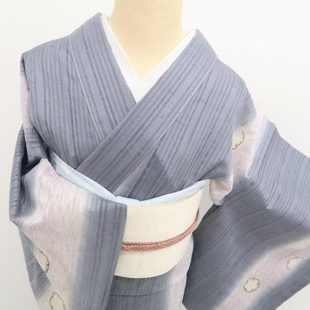 けだろう 新品 夏単衣 やまと誂製 櫛引き織 雪輪 仕付糸付 紬 6502