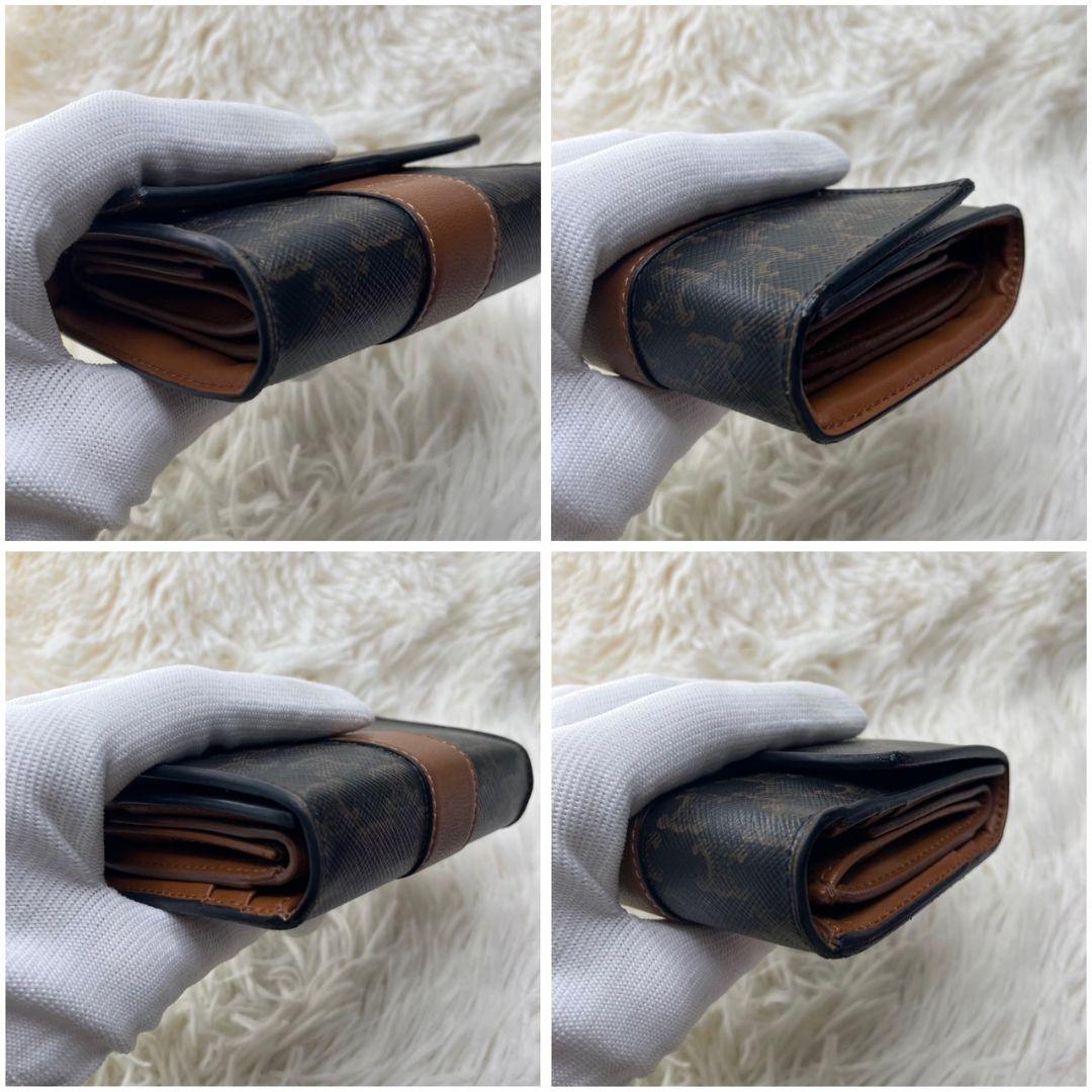 ラテ様✨ CELINE スモール トリフォールド ウォレット トリオンフ レザー