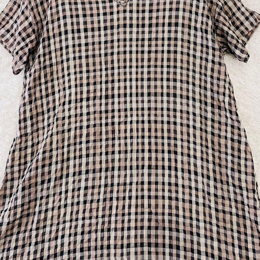 ヨーガンレール チュニック ロング シルク コットン ギンガムチェック XL