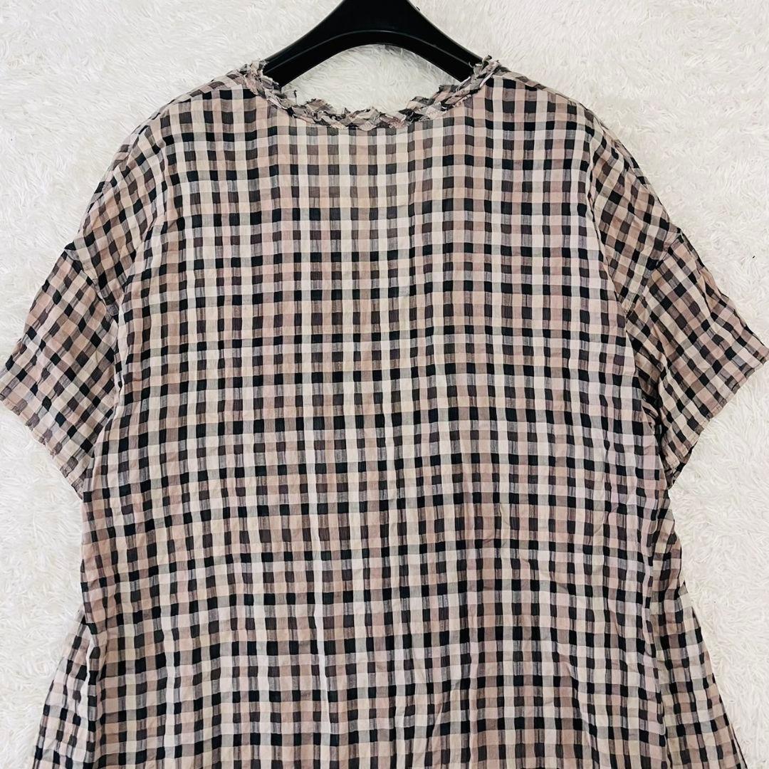 ヨーガンレール チュニック ロング シルク コットン ギンガムチェック XL