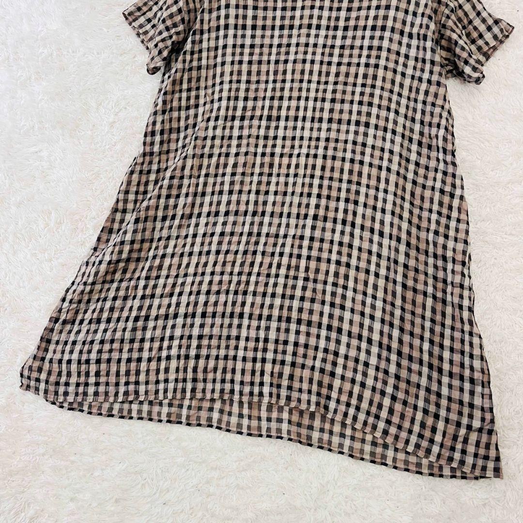 ヨーガンレール チュニック ロング シルク コットン ギンガムチェック XL