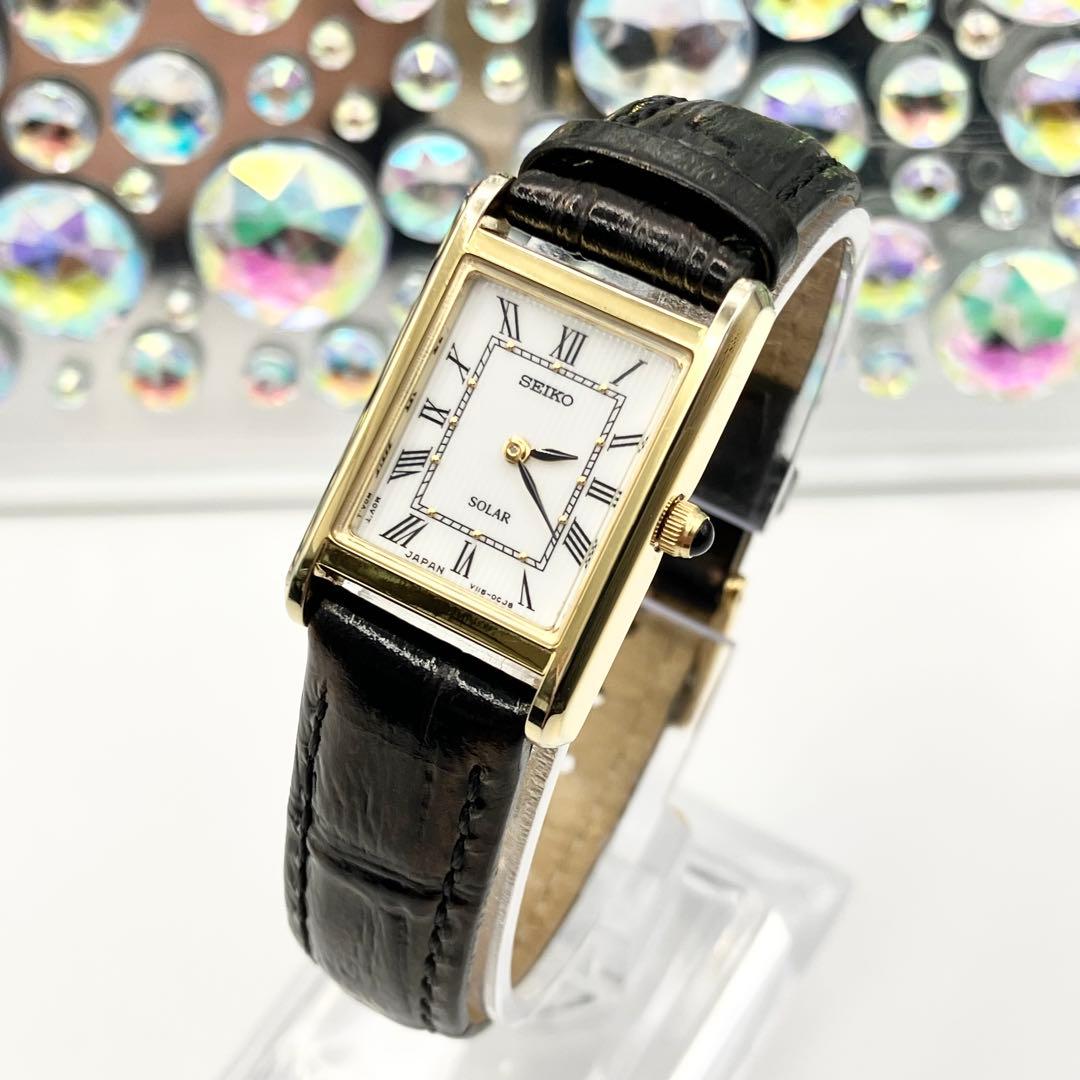 【美品】SEIKO　セイコー　レディース　腕時計　V115　ソーラー　純正ベルト