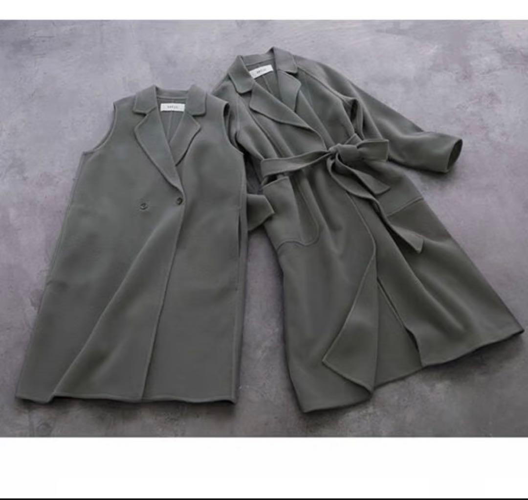 新品タグ付き　SOÉJU ウールリバーロングジレ グレー