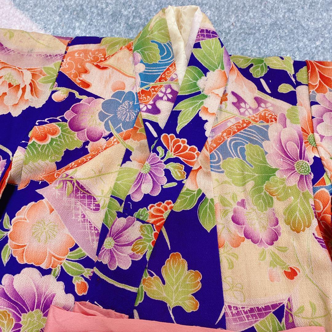 七五三 3歳 正絹 アンティーク 着物 被布 小物 セット