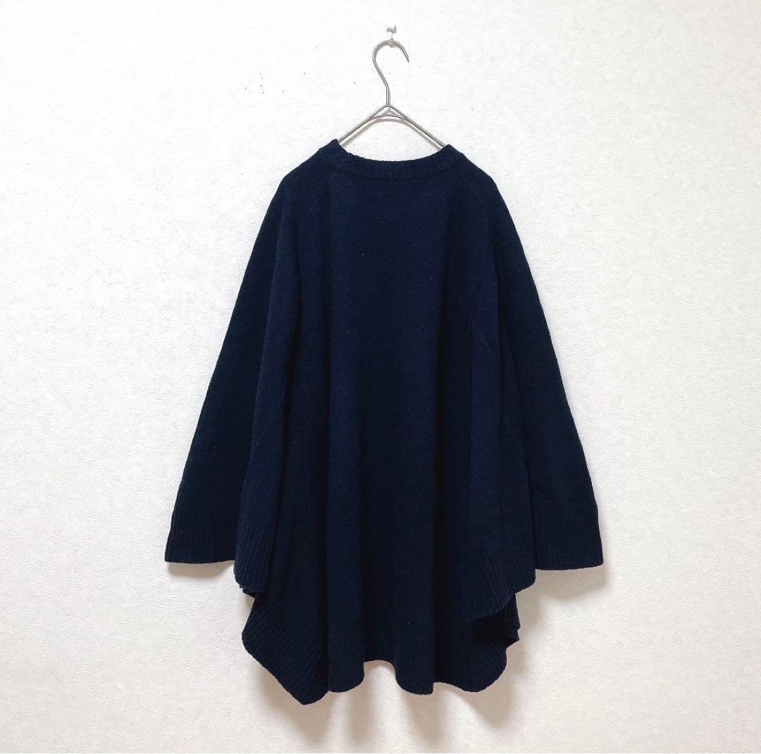 美品✨HYKE ニット ポンチョ ケープコート ウール