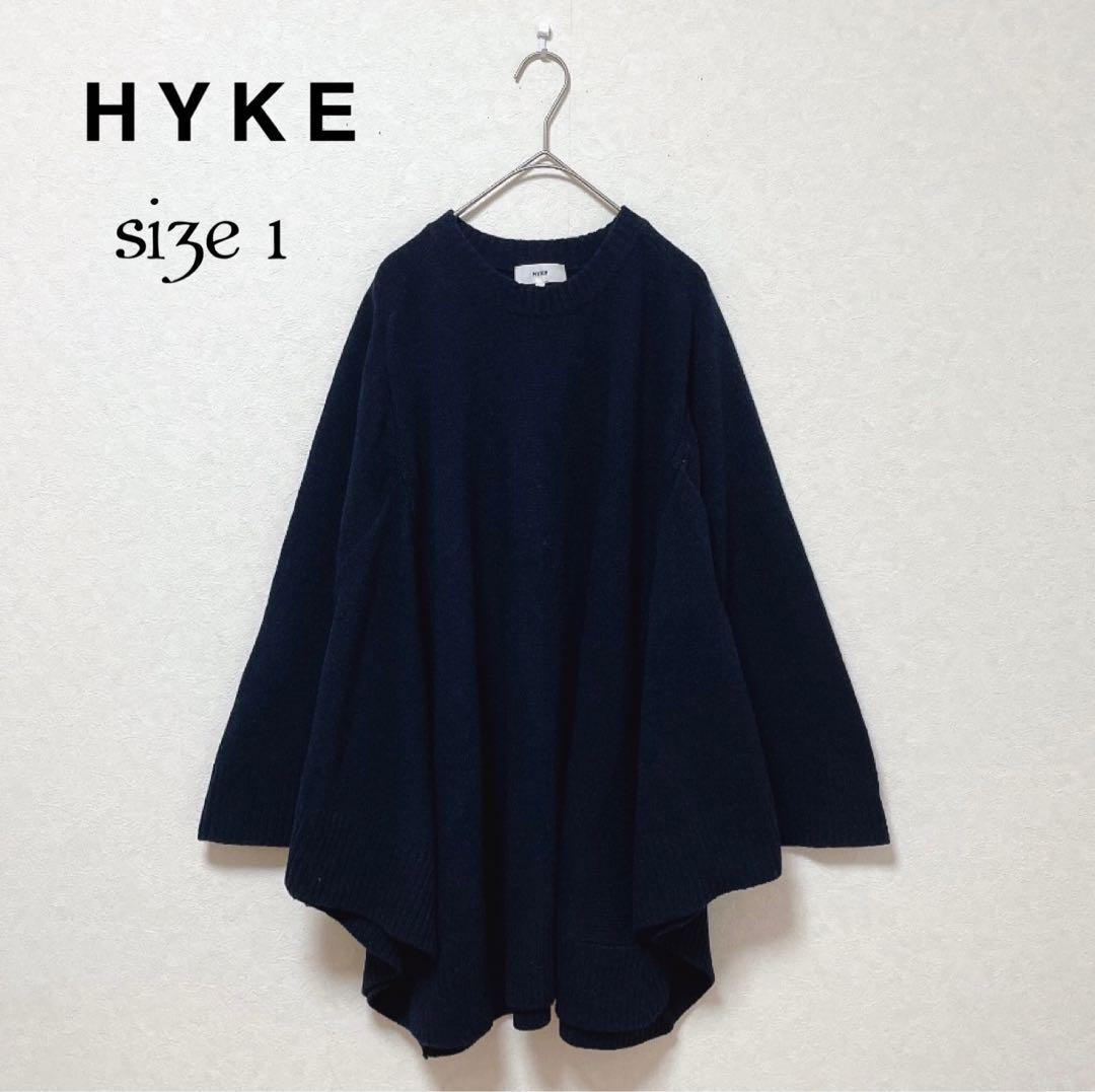 美品✨HYKE ニット ポンチョ ケープコート ウール