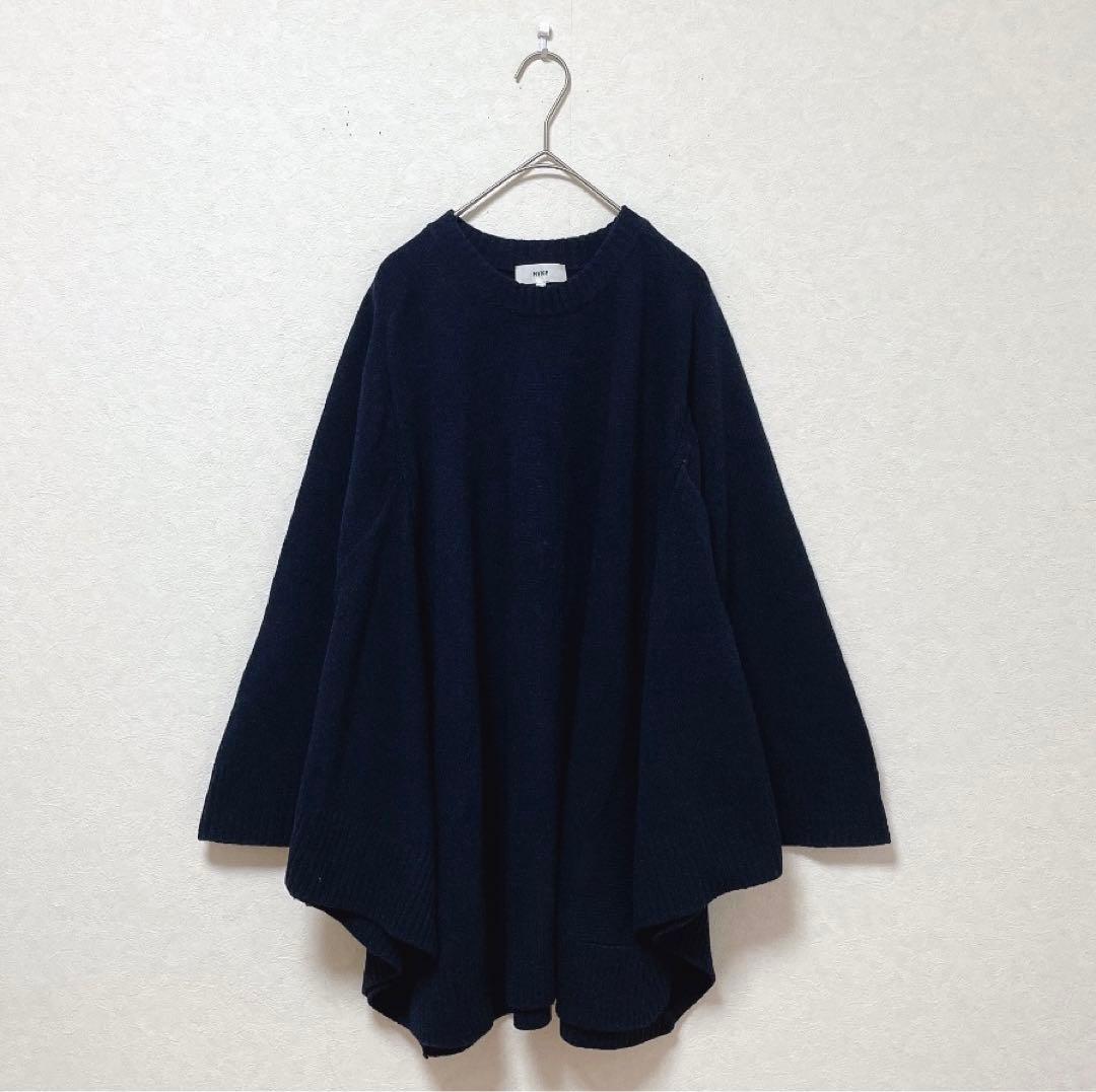 美品✨HYKE ニット ポンチョ ケープコート ウール