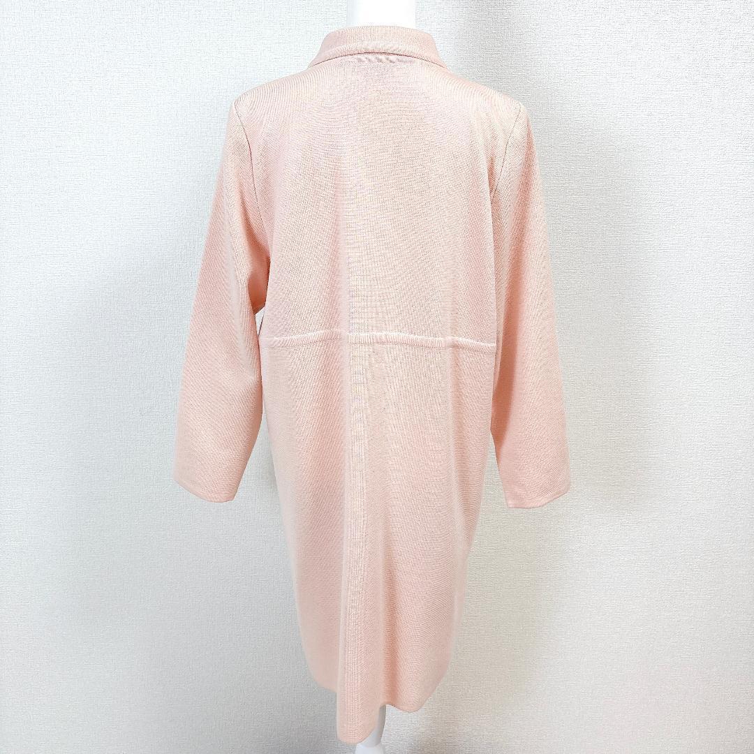 【美品】 FOXEY ロングコート ニット ダブル 42 薄ピンク 無地