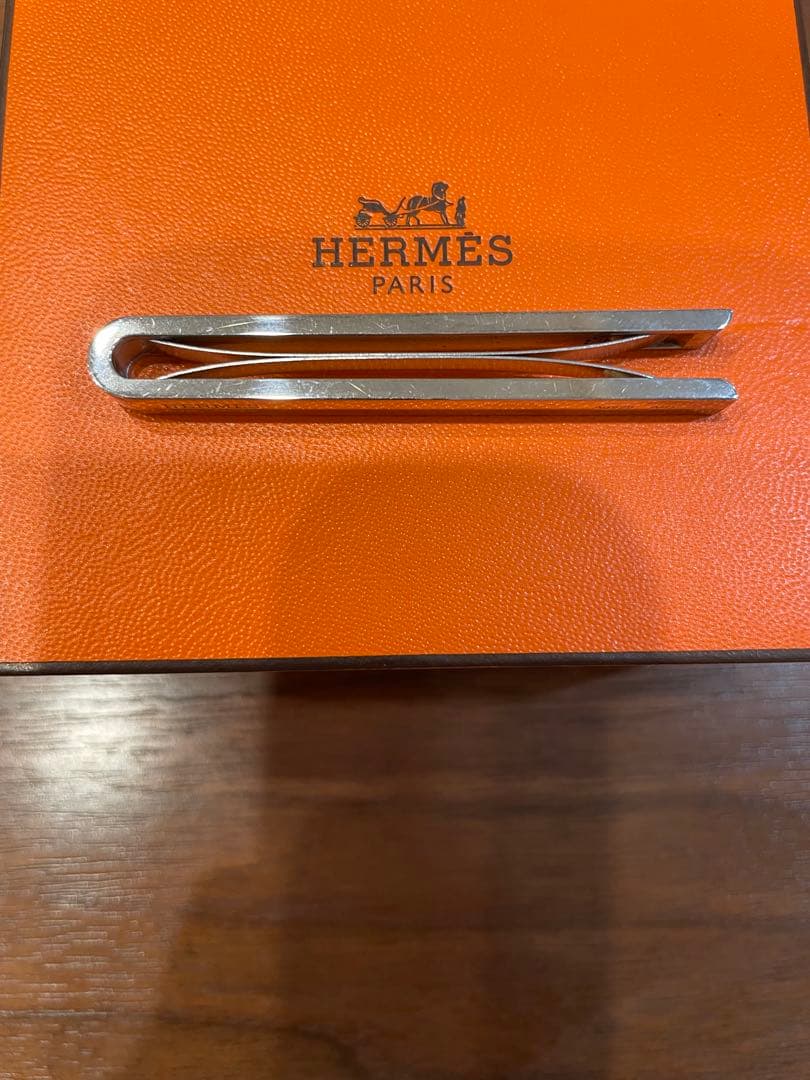 【正規品】HERMES エルメス　稀少&人気のエブリン　ネクタイピン　Hロゴ　箱