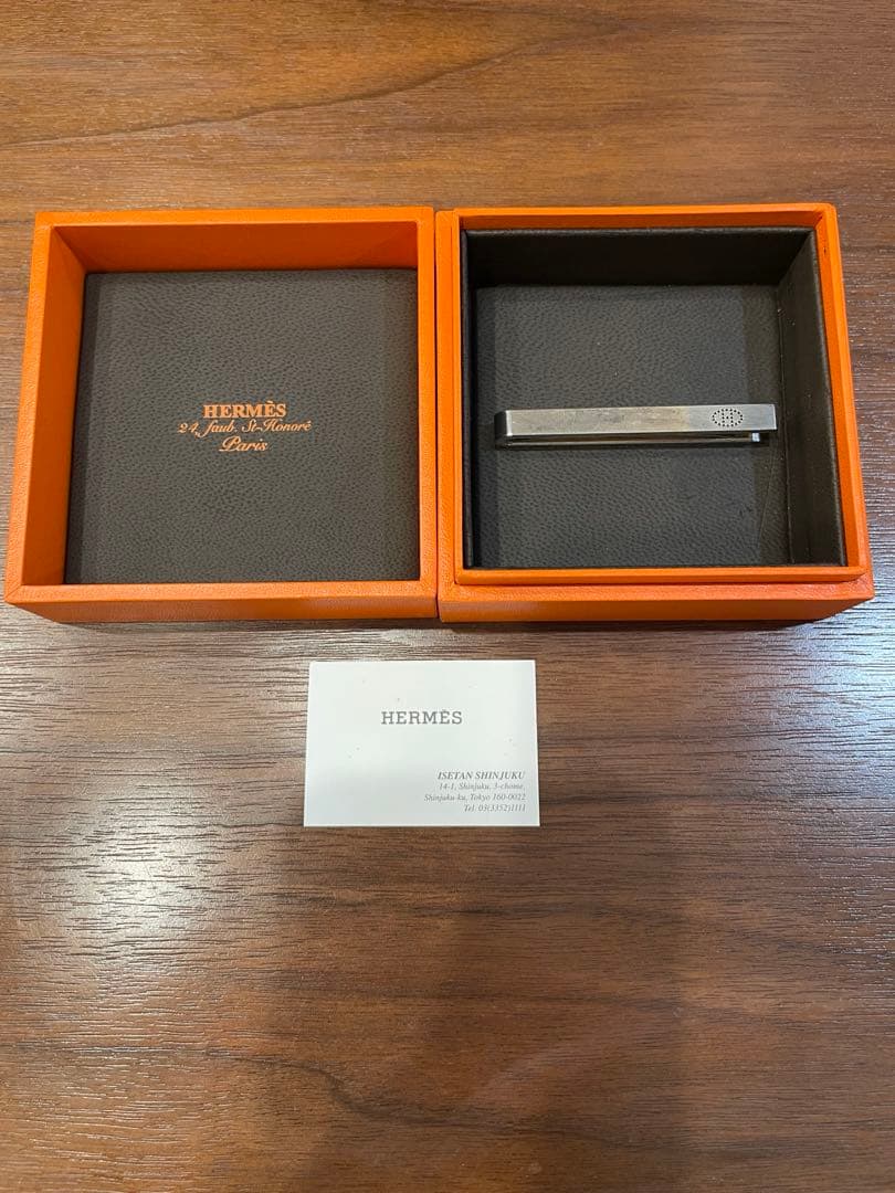 【正規品】HERMES エルメス　稀少&人気のエブリン　ネクタイピン　Hロゴ　箱